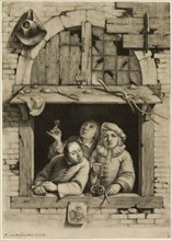 Three Smokers at a Window, c.1694. Creator: Nicholas van Haaften.