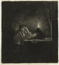 Student at a Table by Candlelight, 1642/65. Creator: Salomon Savery.