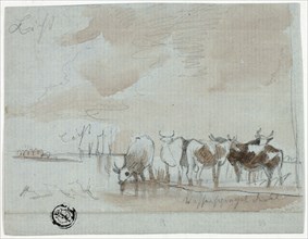Cattle in Water, 18th century. Creator: Unknown.