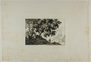 Landscape with Man Carrying Staff, n.d. Creator: Pierre Antoine Mongin.