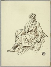 Seated Old Man with Crutch, n.d. Creator: Hans Heinrich Meyer.
