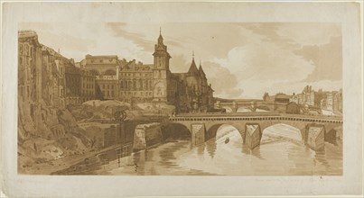View of Pont au Change, the City Theatre, Pont Neuf, Conciergerie Prison, etc..., July 12, 1802. Creator: Thomas Girtin.