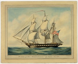 A View of the Constitution off Boston, 1814. Creator: Isiah Whyte.