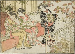 Courtesans of Tsuruya, from the book "Mirror of Beautiful Women of the Pleasure Quarters..., 1776. Creator: Shunsho.