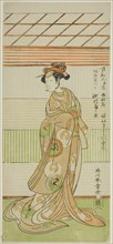 The Actor Segawa Kikunojo II as the Courtesan Maizuru in the Play Furisode Kisaragi Soga..., c.1772. Creator: Shunsho.