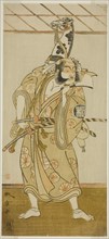 The Actor Arashi Sangoro II as Asahina Saburo in the Play Iro Maki-e Soga no Sakazuki..., c. 1773. Creator: Shunsho.