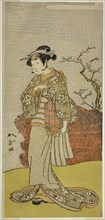 The Actor Yamashita Kinsaku II as Osaku (?) in the Play Onna Aruji Hatsuyuki no Sekai,..., c. 1773. Creator: Shunsho.