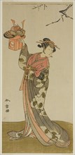 The Actor Arashi Hinaji I as Hananoi in the Play Gosho-zakura Horikawa Youchi, Performed.., c. 1773. Creator: Shunsho.