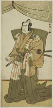 The Actor Nakamura Nakazo I as Saito Sanemori in the Play Kitekaeru Nishiki no Wakayaka..., c. 1780. Creator: Shunsho.