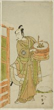 The Actor Arashi Sangoro II as Ito Kuro Disguised as Banta in the Play Izu-goyomi Shibai..., c.1772. Creator: Shunsho.