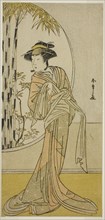 The Actor Tsuneyo II as Okaru in the Play Kanadehon Chushingura, Performed at the Morita..., c.1779. Creator: Shunsho.