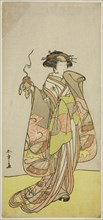 The Actor Ichikawa Monnosuke II as the Courtesan Kewaizaka no Shosho in the Play Sono..., c. 1776. Creator: Shunsho.