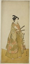 The Actor Ichikawa Monnosuke II as Kichisaburo, Temple Page of Kichijo-ji, in the Play..., c. 1776. Creator: Shunsho.
