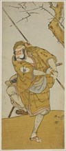 The Actor Onoe Matsusuke I as Kobayashi no Asahina Disguised as a Bird-Catcher in the..., c. 1773. Creator: Shunsho.