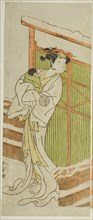 The Actor Yamashita Kinsaku II as Moshio in the Play Izu-goyomi Shibai no Ganjitsu..., c. 1772. Creator: Shunsho.