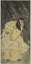 The Actor Ichimura Uzaemon IX as Kan Shojo in the Play Sugawara Denju Tenarai Kagami..., c. 1768. Creator: Shunsho.
