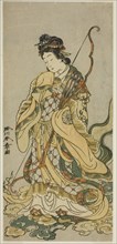 The Actor Nakamura Noshio I as the Goddes Benzaiten of Enoshima in the Play Onno Aruji..., c. 1773. Creator: Shunsho.