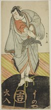The Actor Ichikawa Monnosuke II as the Pilgrim Kakuzan in the Play Shitenno Tonoi no..., c. 1781. Creator: Shunsho.