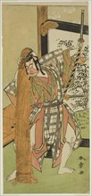 The Actor Ichikawa Yaozo II as Yoshimine no Munesada in the Play Kuni no Hana Ono no..., c. 1771. Creator: Shunsho.