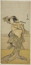 The Actor Nakamura Tomijuro I as a Female Fox from Mt. Ubagadake in the Play Chigo..., c. 1777. Creator: Shunsho.