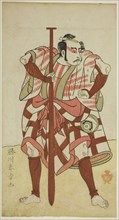 The Actor Kasaya Matakuro II as the Boatman Rokuzo in an Unidentified Play, Performed... c. 1772. Creator: Shunsho.