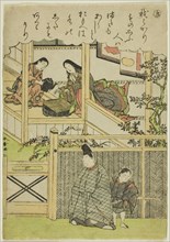 Ki, from the series "Tales of Ise in Fashionable Brocade Pictures (Furyu nishiki-e..., c. 1772/73. Creator: Shunsho.
