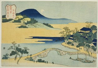 Evening Moon at Izumizaki (Izumizaki yagetsu), from the series "Eight Views of the..., c. 1832. Creator: Hokusai.
