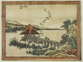 Descending Geese at Katada (Katada no rakugan), from the series Eight Views of Omi in..., 1804/16. Creator: Hokusai.