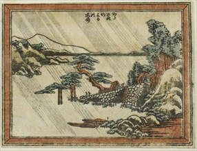 Night Rain at Karasaki (Karasaki no yoru no ame), from the series Eight Views of Omi..., 1804/16. Creator: Hokusai.