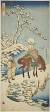 Horseman in Snow, from the series "A True Mirror of Japanese and Chinese Poems..., c. 1833/34. Creator: Hokusai.
