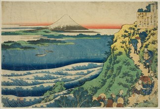 Poem by Yamabe no Akahito, from the series "One Hundred Poems Explained by the Nurse..., c1835/36. Creator: Hokusai.