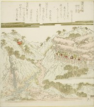 View of Miyanoshita Hot Springs in Hakone, Soshu, from the series "Hot Springs - A..., c. 1820s. Creator: Ikeda Eisen.