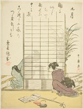 The Ninth Month (Kugatsu), from an untitled series of genre scenes in the twelve months..., c1792/93 Creator: Kitagawa Utamaro.