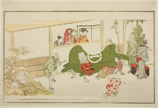 New Year Street-Performers, from the illustrated kyoka anthology "The Young God..., New Year, 1789. Creator: Kitagawa Utamaro.