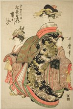 The Courtesan Ichikawa of the Matsubaya in Edo-machi Itchome, with her Child Attendants..., c. 1803. Creator: Kitagawa Utamaro.