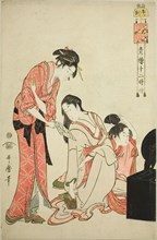 Hour of the Horse (Uma no koku), from the series "Twelve Hours in Yoshiwara..., Japan, c. 1794. Creator: Kitagawa Utamaro.