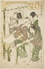 No. 10 (ju), from the series "Women Engaged in the Sericulture Industry (Joshoku..., c. 1798/1800. Creator: Kitagawa Utamaro.