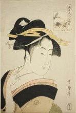 Takashima Ohisa, from the series "Renowned Beauties Likened to the Six Immortal..., c. 1795/96. Creator: Kitagawa Utamaro.