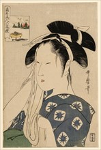 The Asahiya Widow, from the series “Renowned Beauties Likened to the Six Immortal..., c. 1795/96. Creator: Kitagawa Utamaro.