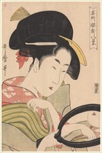 Mirror, from the series “Eight Views of Tea-stalls in Celebrated Places" ("Meisho..., c. 1795/96. Creator: Kitagawa Utamaro.
