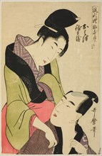 Ohatsu and Tokubei, from the series "Fashionable Patterns in Utamaro Style (Ryuko...c1798/99. Creator: Kitagawa Utamaro.