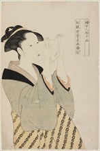 Woman Reading a Letter, from the series Ten Classes of Women's Physiognomy (Fujo..., c. 1792/93. Creator: Kitagawa Utamaro.