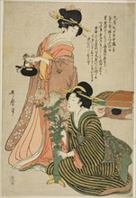 The Chrysanthemum Festival in the Ninth Month, from an untitled pentaptych of the five..., c. 1803. Creator: Kitagawa Utamaro.