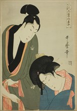 Lovers Parting in the Morning, from the series "Elegant Five-needled Pine (Furyu..., c. 1797/98. Creator: Kitagawa Utamaro.