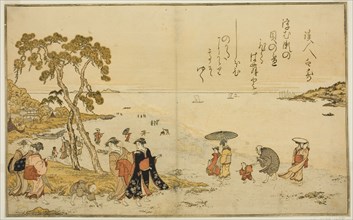 Gathering Shells at Low Tide, from the illustrated book "Gifts from the Ebb Tide...", Japan, 1789. Creator: Kitagawa Utamaro.