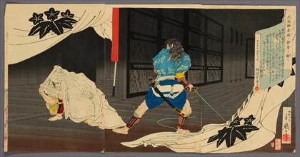 Tokimune (Soga Goro) Sneaking into Yoritomo's Residence (Tokimune...), Japan, 1891. Creator: Migita Toshihide.