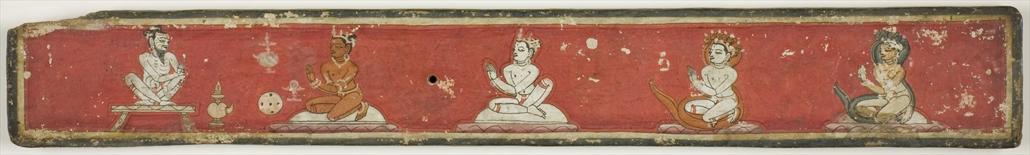 Hindu Manuscript Cover with Two Disciples and a Naga King and Queen..., late 15th/early 16th cent. Creator: Unknown.