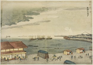 Takanawa Okido at the Shinagawa Station (Shinagawa-juku Takanawa Okido)..., c. 1789/1818. Creator: Shotei Hokuju.