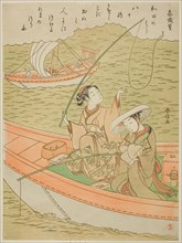 Poem by Sangi Takamura (Ono no Takamura), from an untitled series of One Hundred...c. 1767/68. Creator: Suzuki Harunobu.
