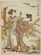 Geese Descending in Mid Autumn (Seishu no rakugan), from the series "Eight Scenes..., c. 1779. Creator: Torii Kiyonaga.